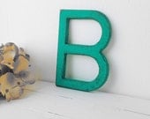 Rustic metal painted letter - You Choose Letter & Color - dark turquoise shown