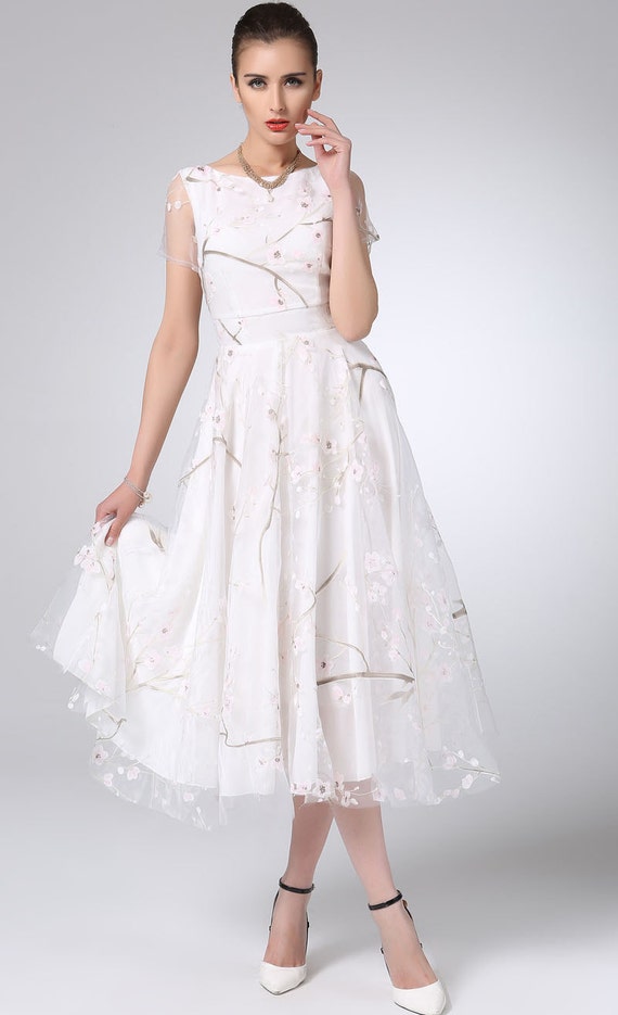 White yarn dress prom dress maxi dress 1199