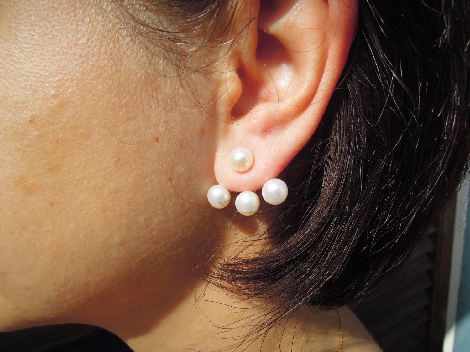 stud earrings Jacket Earrings Ear Jacket Pearl Ear by ebrukjewelry