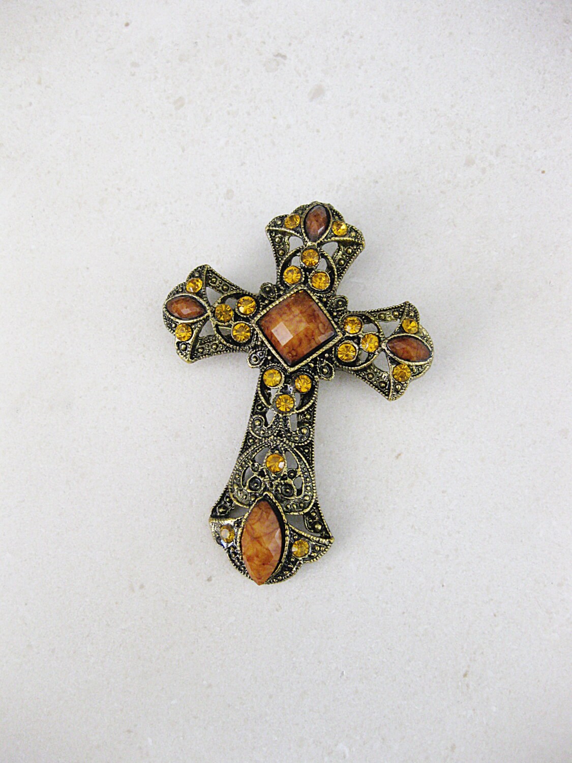 Cross Brooch Religious Brooch Gold Cross Brooch Christmas