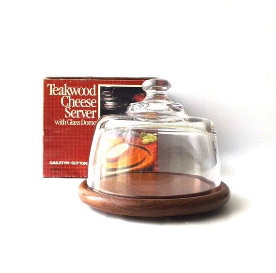 vintage 1980's glass dome cheese server by RecycleBuyVintage