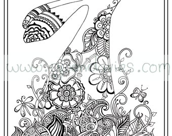 Adult Colouring In PDF Download Tree Dragonfly Henna Zen Mandalas Garden Anti Stress Mindfulness Flowers
