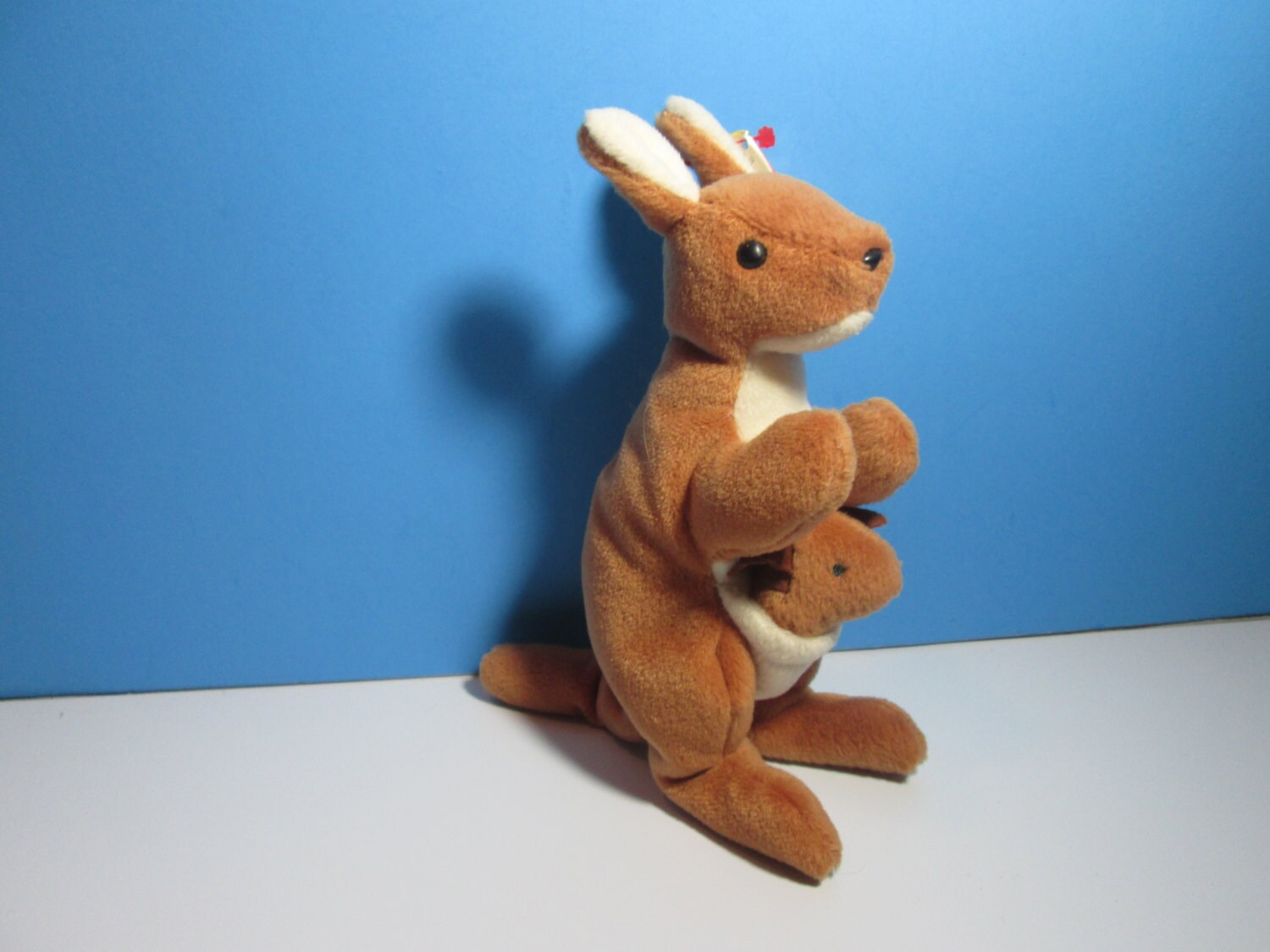 stuffed kangaroo with baby in pouch