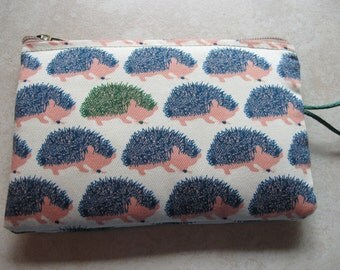 hedgehog print padded makeup jewelry bag