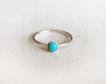 Turquoise ring, sterling silver ring, gemstone ring,genuine turquoise ring, round gemstone silver ring, round turquoise ring