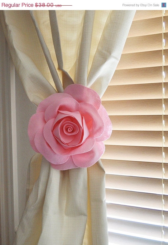 DAY SALE Two Rose Flower Curtain Tie Backs Curtain Tiebacks Curtain ...