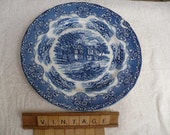 Grindley Blue Plate English Country Inns Design - Staffordshire England China Plate - Blue Country Plate House Horse Tree - The Lambert Arms