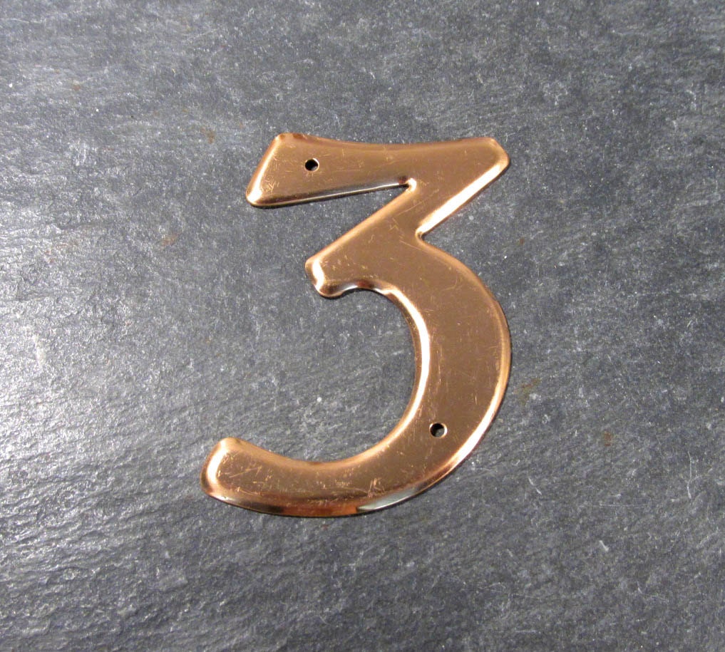 Bronze Number 3 House Number VINTAGE House Number 3 Home