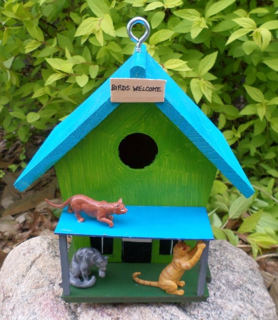 Birdhouse - Crazy Cat Lady Birdhouse - Prowling Cats Birdhouse - Wood 