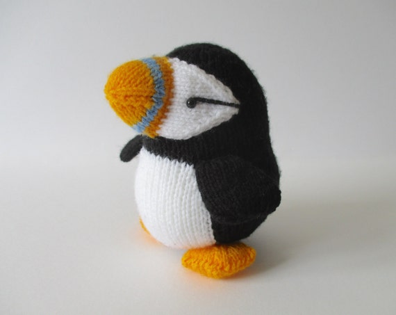 Huffin Puffin toy knitting pattern from fluffandfuzz on Etsy Studio
