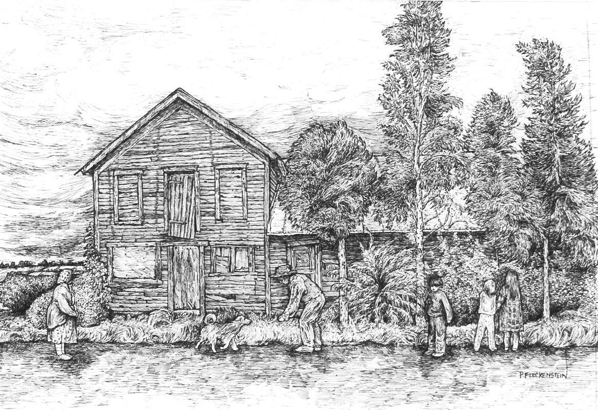 Old House Drawing Art PRINT Pen and Ink by WildWeedStudio on Etsy