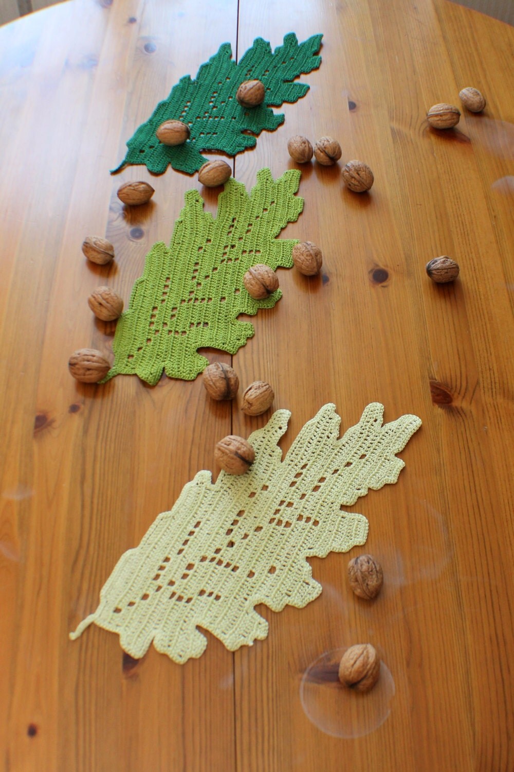 Oak leaf doily crochet leaf placemat fall table decor