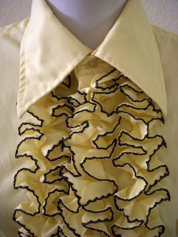 1970s ruffled tuxedo shirt