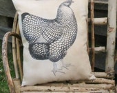 French Hen Pillow - Primitive French Hen
