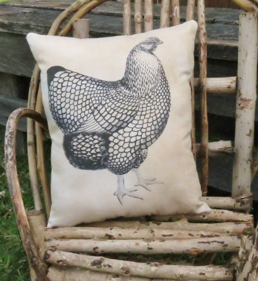 French Hen Pillow Primitive French Hen