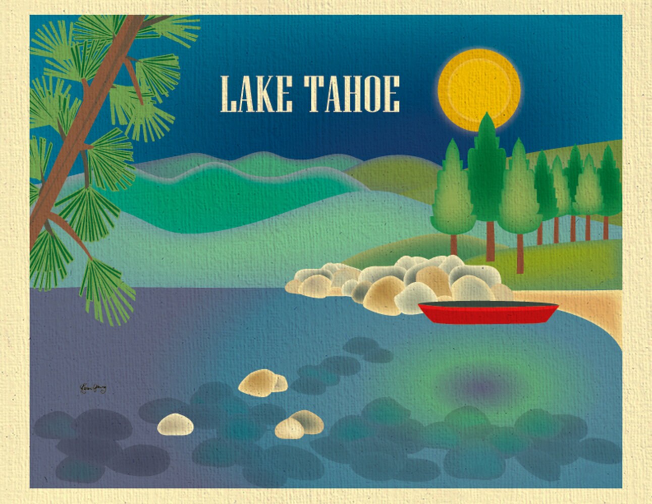 Lake Tahoe Skyline Art Print Lake Tahoe Wall Art Gift Lake