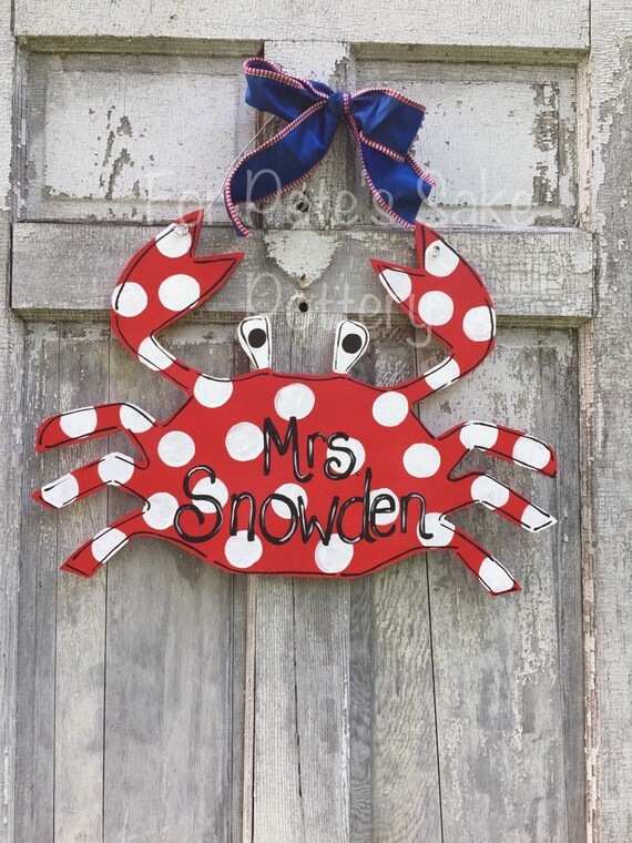 Whimsical crab door hanger by forpetessakepottery on Etsy