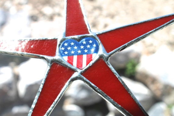 I Heart America- 7 inch stained glass star