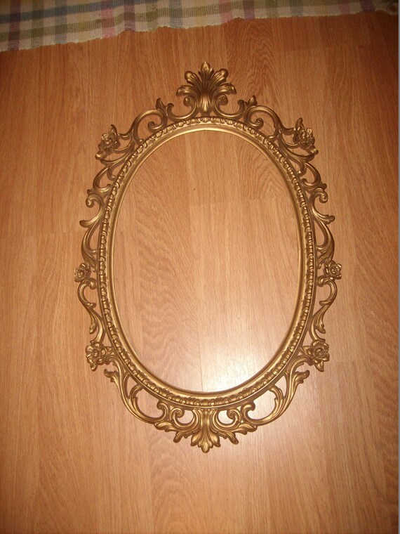 Large Vintage Ornate Baroque Oval Gold by ShabbyPinkFlamingo