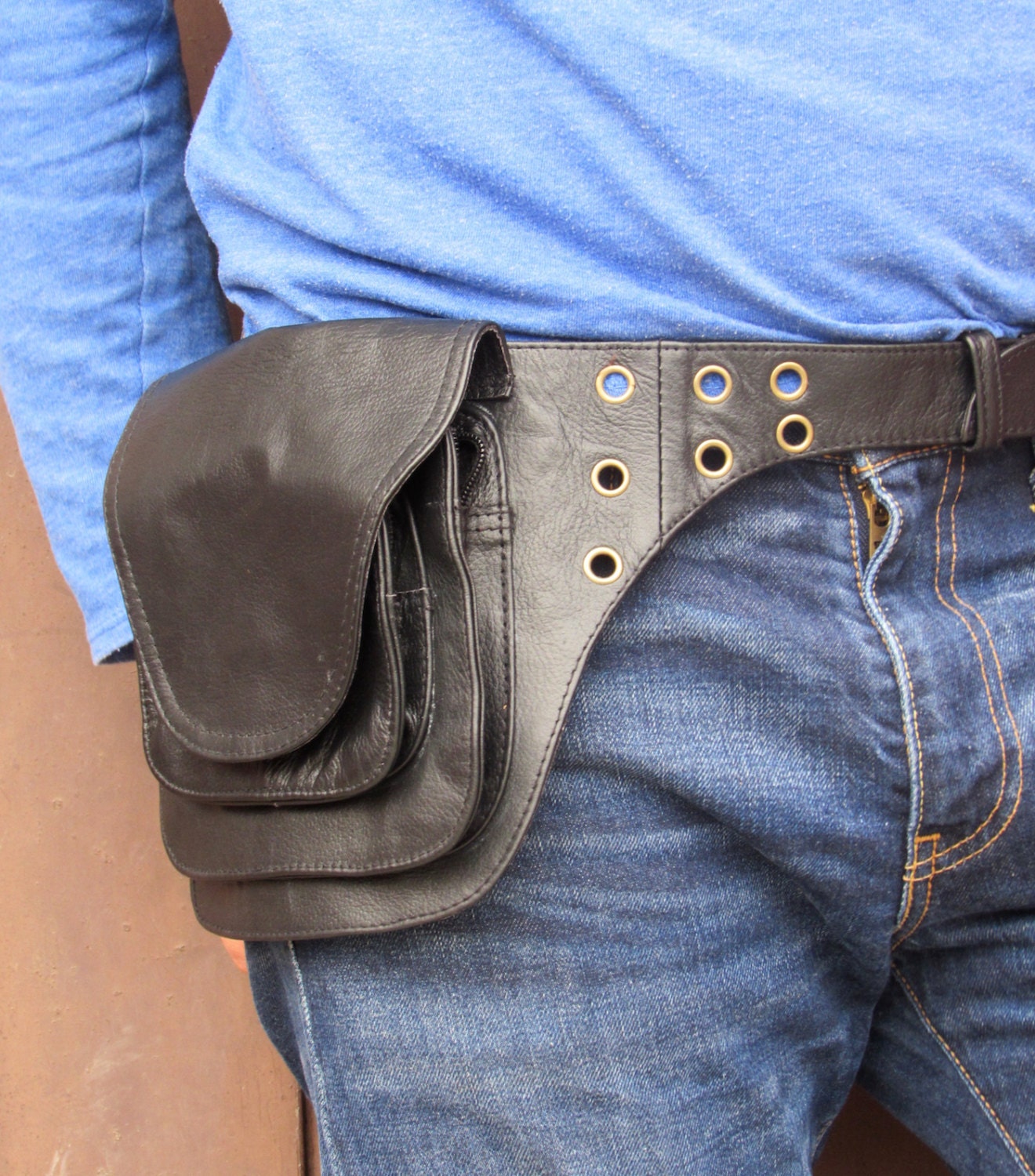 Utility Belt Leather Belt Bag Hip Hunter Belt with by leilamos