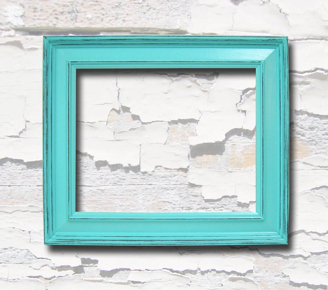 Picture Frames 8x10 Chunky Wood Frame Shabby Chic Turquoise or Custom