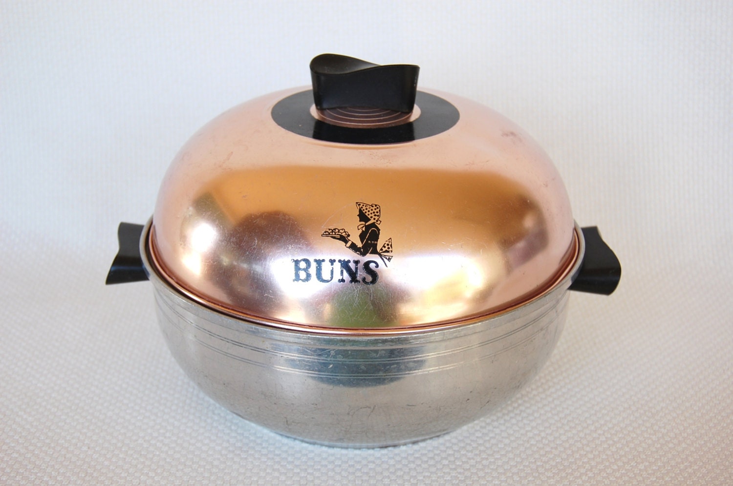 Vintage West Bend Serving Oven MADE IN USA Pink Coppertone Aluminum Bun