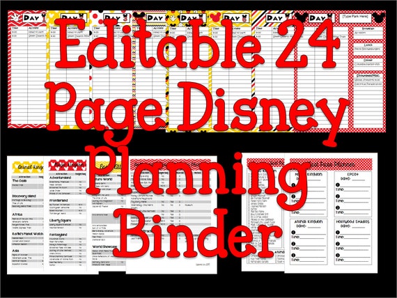 Instant Download Editable Disney Planning Binder Binder