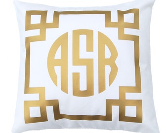 Gold Monogram Pillow - Personalized Graduation Gift - Metallic Pillow - Throw Pillow Cover - Gift for Her -Dorm Decor - Decorative Pillow