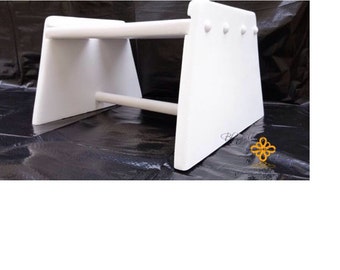 Handmade wood step stool painted white