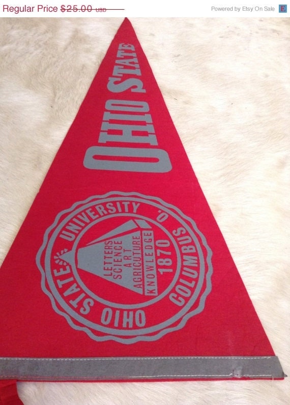 SALE Vintage Ohio State University Pennant by DeNuevoVintage