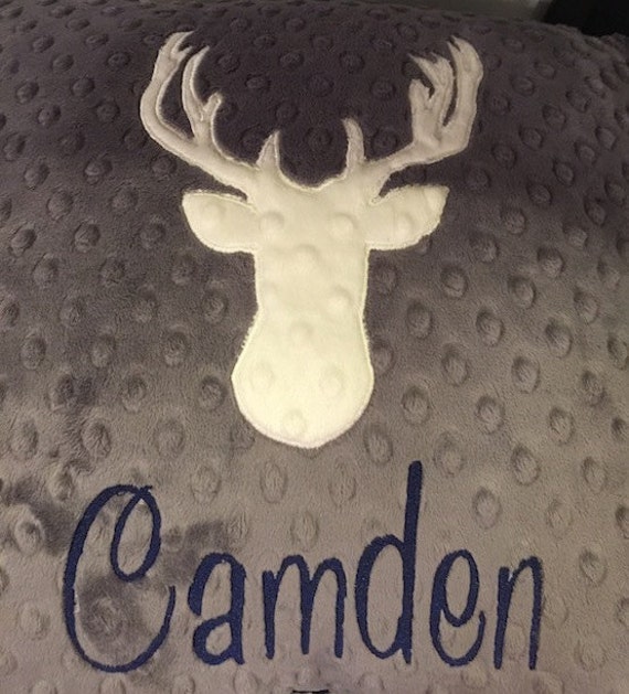 Personalized blanket lovie blanket deer head blanket by isewjo