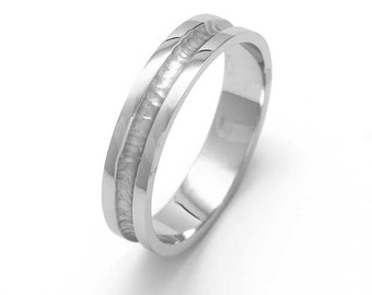 Handmade 4mm Hammered White Gold Wedding Band / Mens Wedding Ring in White Gold / Womens Wedding Ring / Handcrafted Ring in White Gold