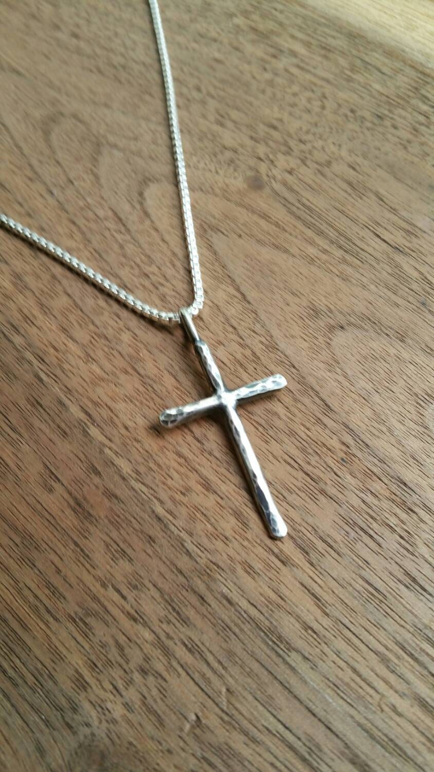 Mens Sterling Silver Cross Necklace 6875