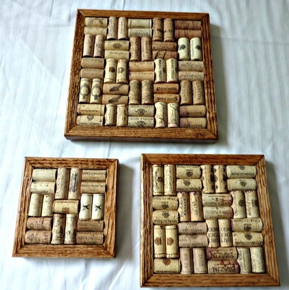 Wine Cork Board Trivets Set of 3 Wine Collector's by TheSewingGin