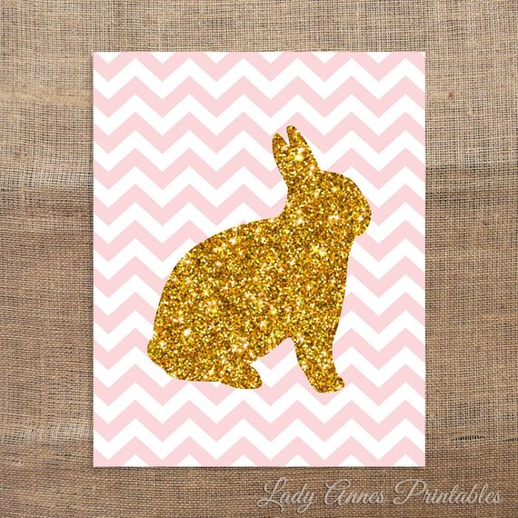 Gold Glitter Bunny Rabbit Printable Instant by laprintables