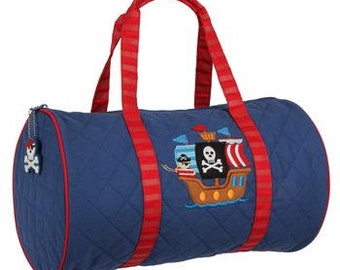 SHIPS NEXT DAY---Personalized Monogrammed Stephen Joseph Quilted Pirate Ship Duffle Bag Travel Tote Bag --Free Monogramming