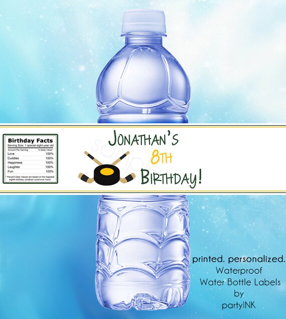 Personalized Ice Hockey Waterproof Water Bottle Labels