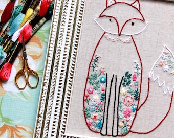 Francine the Floral Fox PDF Embroidery Pattern