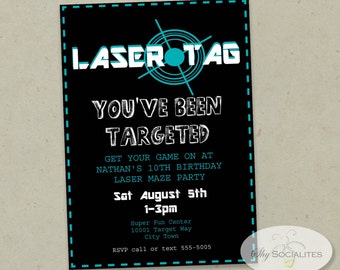 Black Laser Tag Invitation | Laser tag birthday, laser party, sports party, boys birthday, laser maze | INSTANT DOWNLOAD Editable text pdf