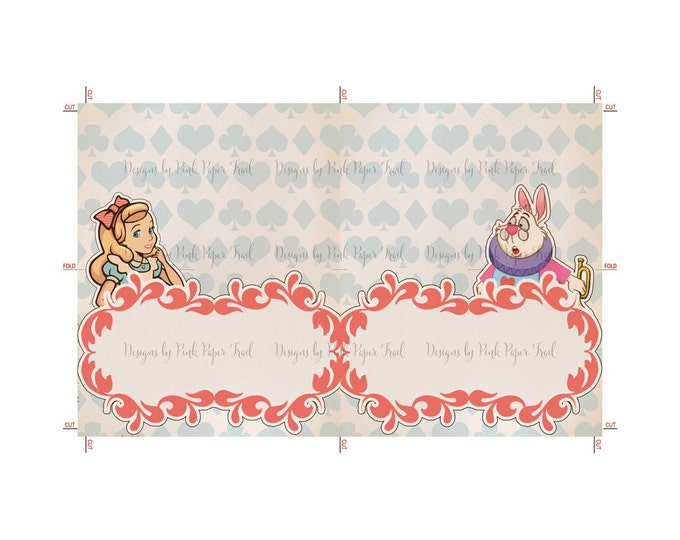 Alice In Wonderland Food Tent Card, Blank Template, DIY, Instant Download, Print Your Own