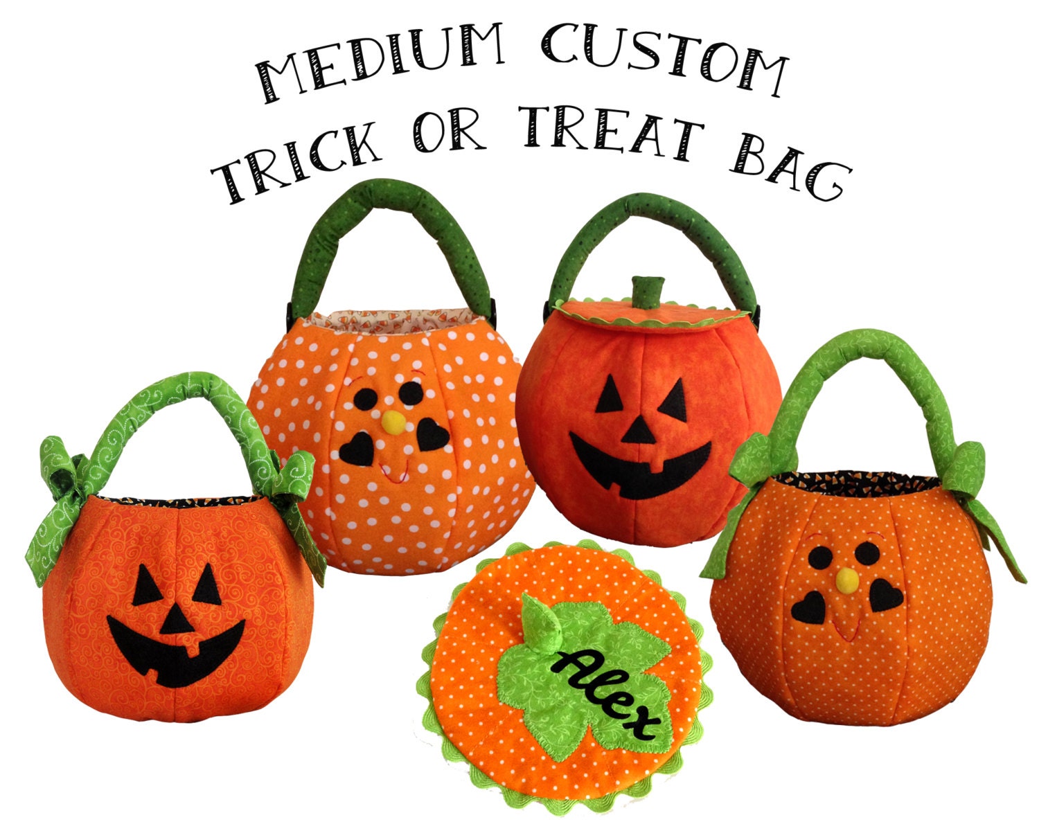 Trick or Treat Bag Quilted Pumpkin by HolidaySpiritsDecor on Etsy