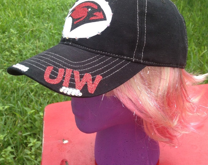 Cardinals College Sports Rhinestone Bling, Women's Baseball Trucker Cadet Cap, UIW College Cap, Personalized Womens Cap, Embellished Hat
