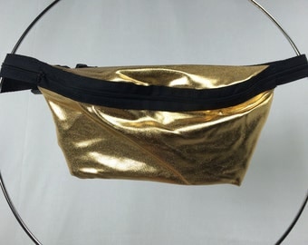 SALE Gold Metallic Fanny Pack / Fun Hip Bag / Adjustable Strap Handmade by GAG THREADS