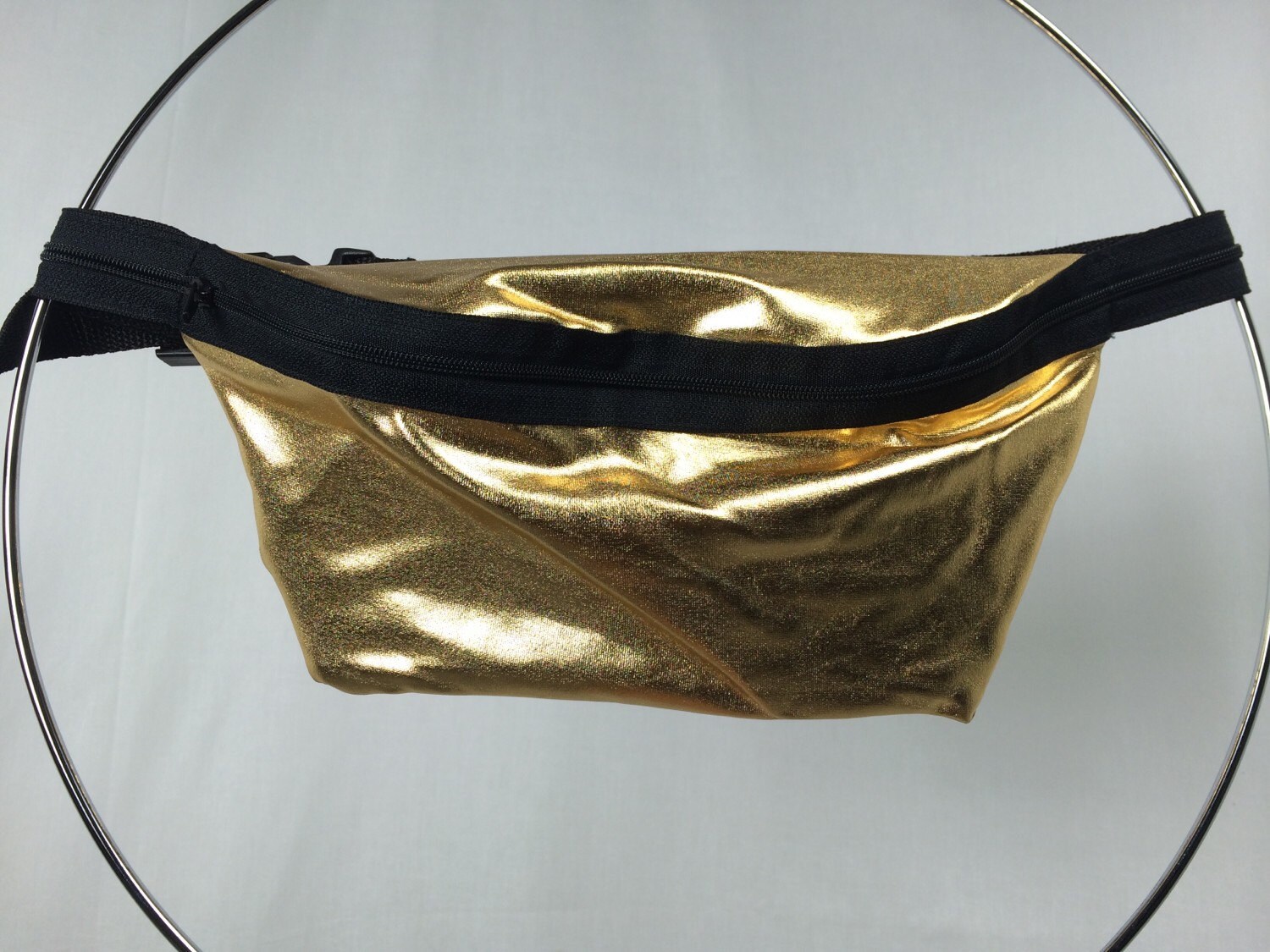 Gold Metallic Fanny Pack / Fun Hip Bag / Adjustable Strap