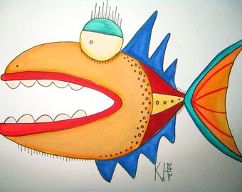 Fish Watercolor J7, Original Watercolor Painting, by Fig Jam Studio