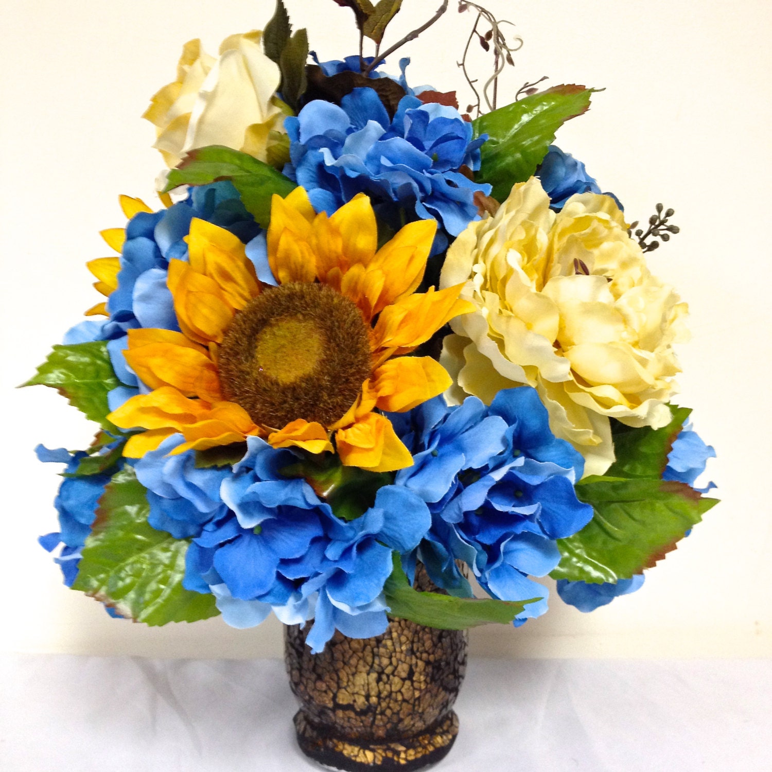 Sunflower Silk Floral Arrangement Yellow by SandyNewhartDesigns