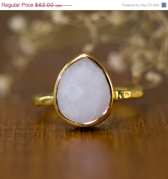 Sale - White Agate Ring - Gemstone Ring - Stacking Ring - Gold Ring ...