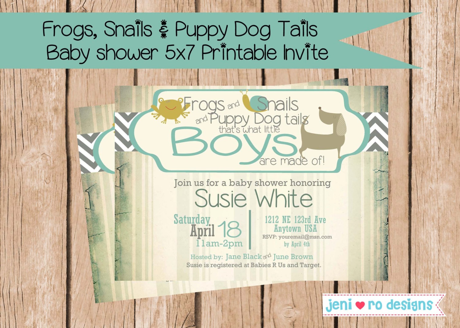 Frogs Snails and Puppy Dog Tails Baby Shower Printable