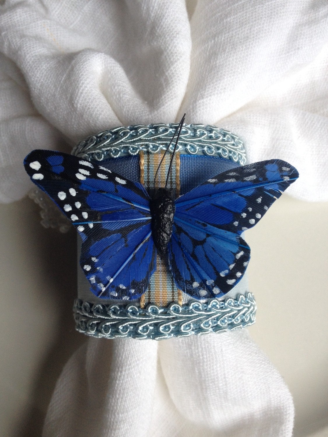 Blue Butterfly Napkin Rings Artisan Hand by MyVintageAlcove