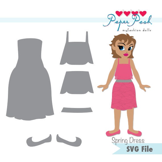 Download Spring Dress SVG Cutting File Paper Posh myfashion doll